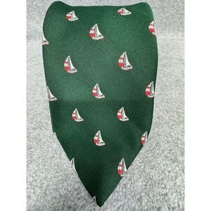 Sailboat Tie Nautical Yacht Club Boat‎ Print Mens Green Necktie Classic